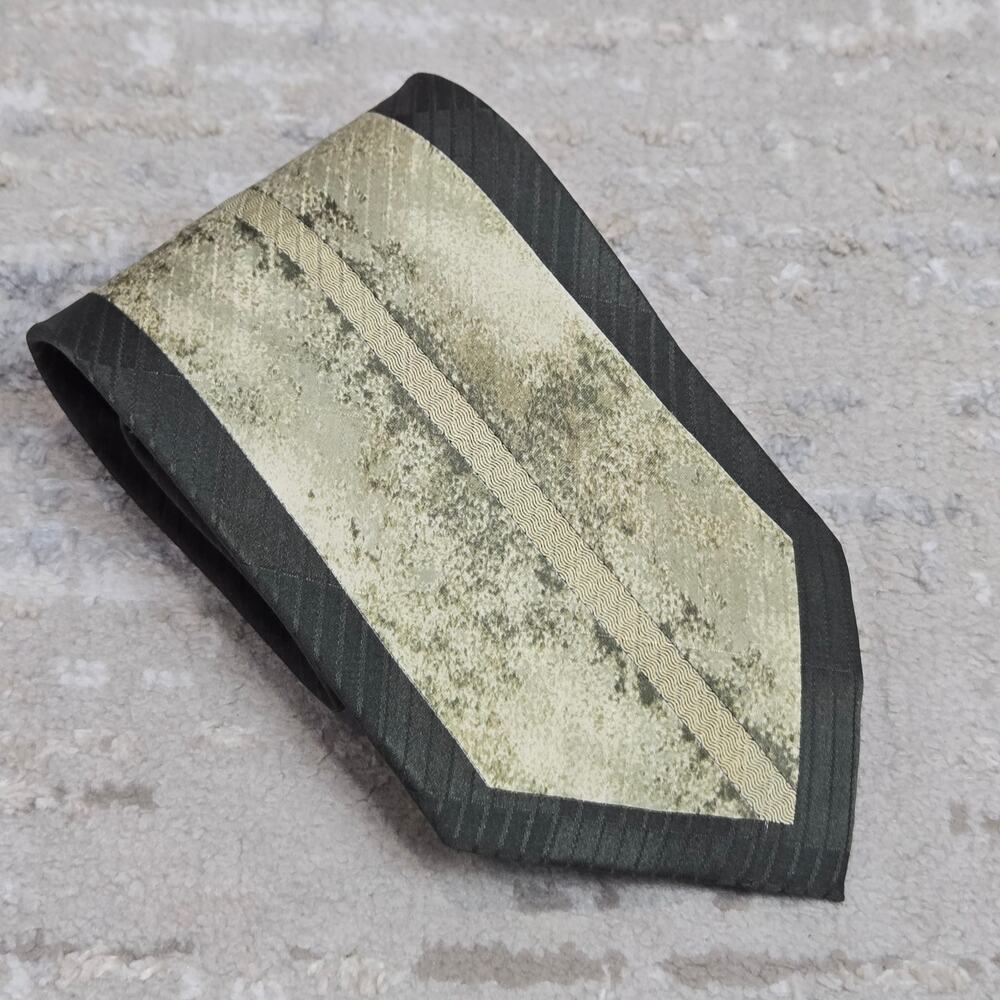 Vintage Signori Dei Signori Silk Mens Neck Tie‎ Green Cream Bold Color Block
